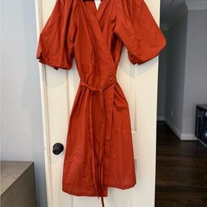 Rust Orange Wrap Dress